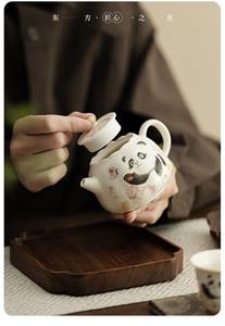 Msh Panda Vlinder Bloem Mond Pot Beige Gele Oven <span class=keywords><strong>Chinese</strong></span> Keramische Theepot - Product Image 5