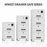 Coffre-fort à tiroirs WW027 avec 2, 3 ou 4 tiroirs, serrure électronique à code, roulettes mobiles et rangement réglable
