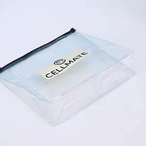 定制标志PVC拉链包防水化妆化妆品拉链包带上光油可回收塑料包装