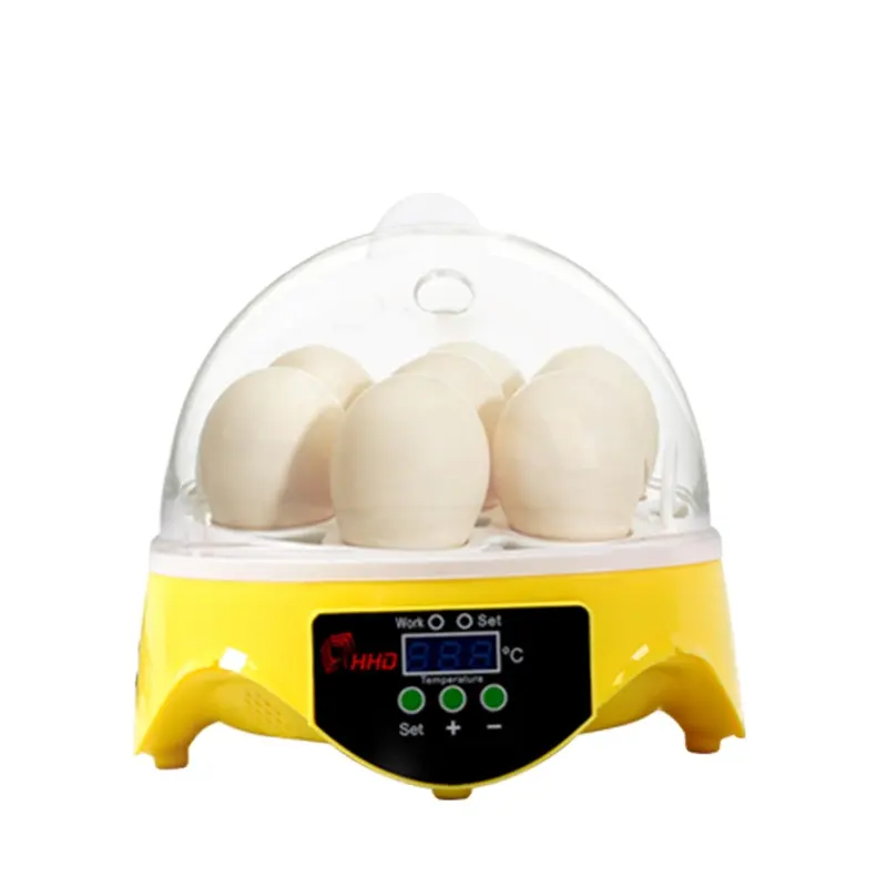 Hhd Mini mignon 7 capacité à vendre comme cadeau contrôle automatique de la température et affichage poulet oiseau caille oeuf incubateur machine à couver