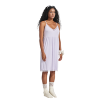 Robe de nuit élégante et confortable pour la peau, taille S-XXL, couleur unie, col en V, détail en dentelle, sans manches, style cami, longueur midi, pour un usage quotidien
