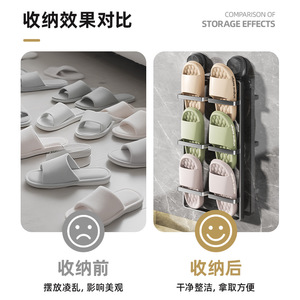 ชั้นวางรองเท้าแตะในห้องน้ำแบบติดผนัง รูปทรงสี่เหลี่ยมผืนผ้า ทนทาน พกพาสะดวก สำหรับติดตั้งหลังประตูหรือผนัง - Product Image 3