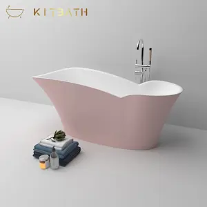 Kitbath现代制造商固体表面浴缸浅小型独立式亚克力浴缸，适用于双人水疗室内
