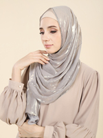 SWAN Écharpe Châle Hijab Musulmane de Luxe Personnalisée pour Femme, en Chiffon et Satin, Respirante, de Haute Qualité, avec Estampage à Chaud et Pierres
