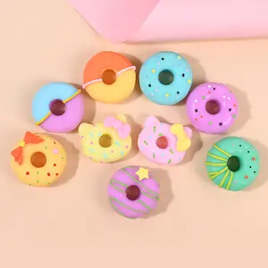 100Pcs Simulation Cute Donuts Flat back Resin Cabochons Scrapbooking Hair Bows Center DIY Phone Case Decoration Accessories