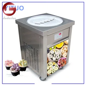 Cheapest Thailand Single Round Pan 7 Rolls Fried Ice Cream Machine Sale