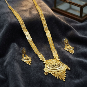 Collares Largos de Moda Chapados en Oro de 14K, 18K, 24K al por Mayor, Diseño Floral Tradicional, Joyería Larga de Latón, Oro Joyería - Product Image 1