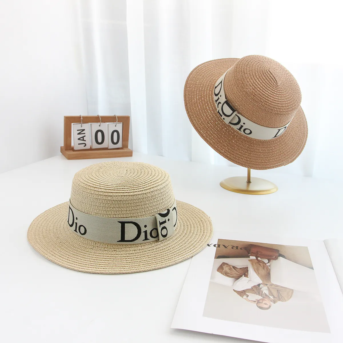 Summer Beach Outdoor Fashion Sun Shade Hawaii Style Women Lady Female 100% Paper Straw Flat Hat