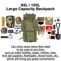 Sac à dos tactique de formation sur le terrain de grande capacité 65L, personnalisé 100L, pour la chasse, le camping, la randonnée, les voyages, la survie en plein air