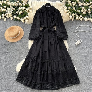 Nouvelle Robe Longue Élégante et Stylée pour Femme avec Dentelle Ajourée et Patchwork, Collection Printemps - Product Image 3