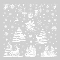 Décorations de Noël : Autocollants électrostatiques en PVC style américain pour fenêtres, motifs Élan, Flocons de neige, Clochettes, Traîneau et Père Noël, pour une ambiance festive.