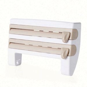 4 In1 Paper Hanger Cling Film Storage <b>Rack</b> Film Roll Holder Cutter Wall Mounted <b>Plastic</b> Kitchen Towel Foil Dispenser Cling Tools - Product Image 6