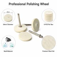 Kit de 6 disques de polissage en feutre de 26 mm pour tuyaux métalliques, profilés en acier, tôles et métaux tendres