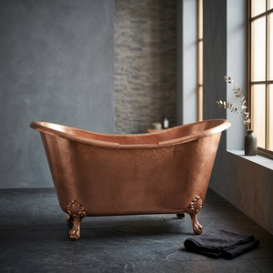 Bañera Ovalada Independiente de Cobre con Patas de Gato, Bañera de Metal para Uso en Baños y Spas - Product Image 1