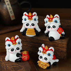 Figuras de León y Panda Chinos Ruijie de 3.9 Pulgadas, Lindas Figuras Decorativas de Dibujos Animados para el Hogar, Oficina, Interiores, Regalo - Product Image 1