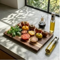 Planche à découper de luxe en bois mixte (noyer, cerisier, érable) en gros, plateau rayé 3 bois, bloc de boucher, marque privée, cadeau de pendaison de crémaillère