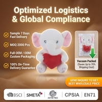 Peluche éléphant blanc personnalisée tenant un cœur rouge, animal en peluche, cadeau de la Saint-Valentin, peluche éléphant douce