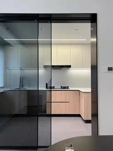 Puertas <span class=keywords><strong>de</strong></span> granero <span class=keywords><strong>de</strong></span> doble acristalamiento modernas <span class=keywords><strong>Vidrio</strong></span> deslizante <span class=keywords><strong>de</strong></span> aluminio interior con marco Delgado Superficie acabada Apertura manual - Product Image 4