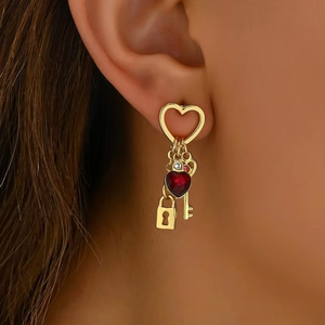 Pendientes colgantes con forma de candado de circonita de lujo ligero para mujer, encantadores pendientes de moda, regalos de joyería - Product Image 6