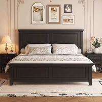 Lit en bois massif de style américain pour chambre à coucher, noir, blanc, noyer, multifonctionnel 1,8*2m, ensemble de chambre à coucher avec rangement à pression d'air