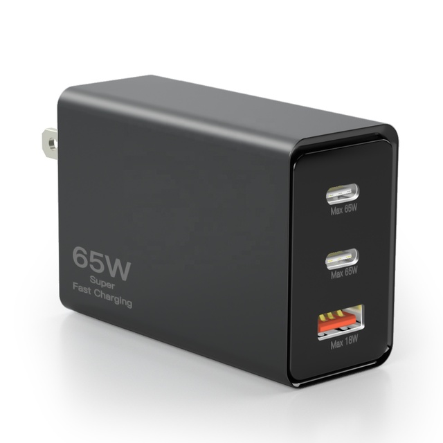 HNT PD 65Watt PPS GaN Charger 3 in 1 USB 2 Type C Portable Mobile Fast Charging 3 Port Wall Charger for Laptop Tablet Charger