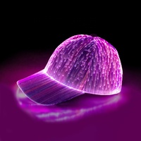 Cappello LED in Fibra Ottica a 7 Colori Cangianti, Ricaricabile, per Festival Musicali e Concerti, Cappello Luminoso a LED in Fibra Ottica per Feste