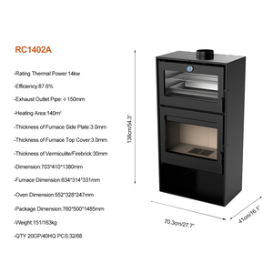 Poêle à <span class=keywords><strong>bois</strong></span> écologique RC1402A 14KW avec four et rangement <span class=keywords><strong>pour</strong></span> bûches, poêle à <span class=keywords><strong>bois</strong></span> d'intérieur <span class=keywords><strong>pour</strong></span> le chauffage et la cuisson (<span class=keywords><strong>tuyau</strong></span> non inclus) - Product Image 2