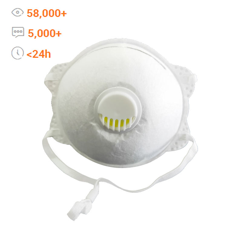 Disposable Anti Pm2.5 Pollution Cup Shape Ffp2 Kn95 Half Face Valve Face Masc OEM Service Accepted 17.5x11.0cm 1*20*40 5 Layer