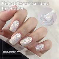 BORN PRETTY 10ml Vernis Gel Semi-Permanent Effet Lumière Élfe Rose Argenté Scintillant pour Manucure Nail Art Soak Off UV LED