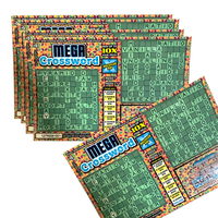 Venta al por mayor colores vibrantes diseños personalizados Super Crossword Puzzle Mega Crossword Scratch Offs billete de lotería para la diversión