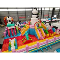 Grand château gonflable pour enfants, toboggan combiné à thème de carton king, maison de rebond gonflable, matériau PVC, 500 kg