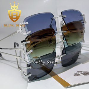 Occhiali da Sole Hip Hop con Lenti Colorate in Moissanite, Montatura in Argento 925 Senza Bordi, Superano il Test del Diamante, con Custodia - Product Image 6