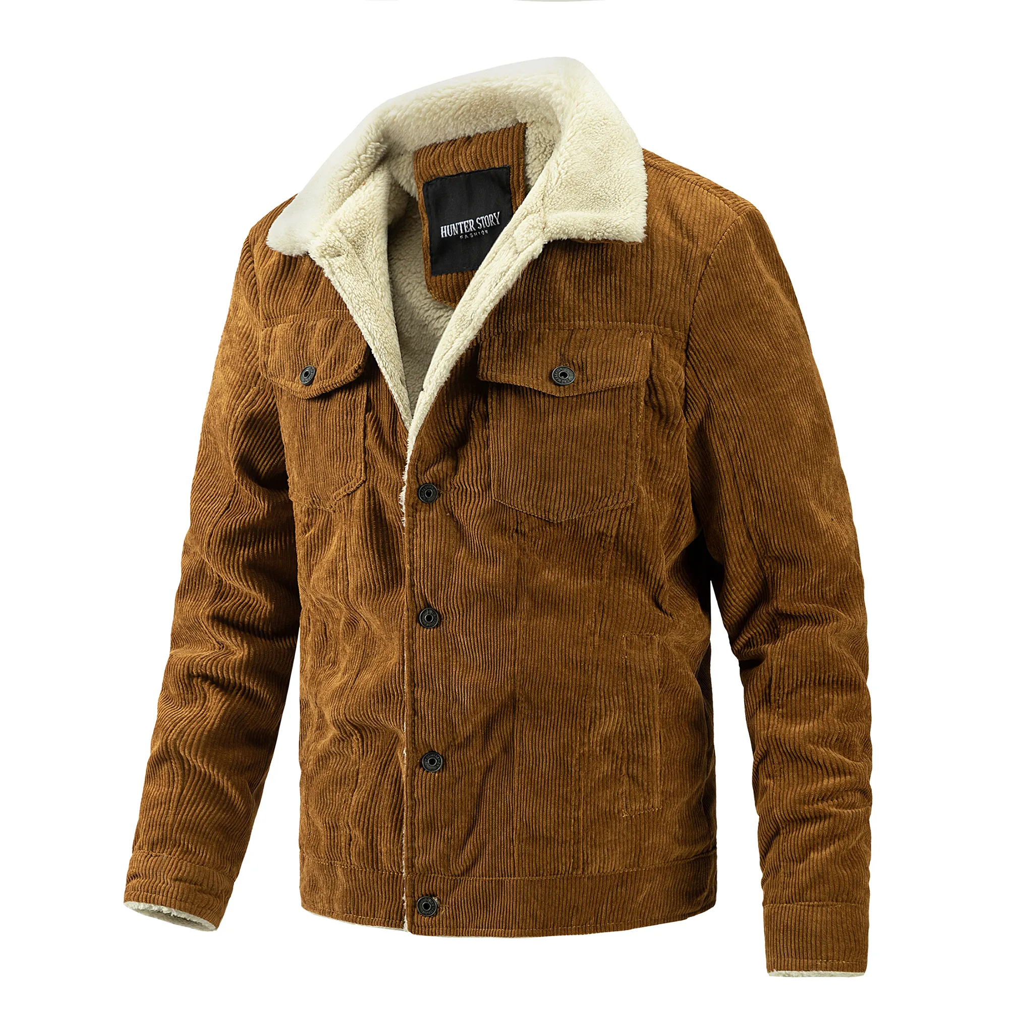 Wholesale Winter New Style Mens Corduroy Velvet Fleece Jackets Casual Coats For Man