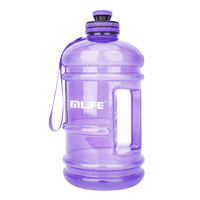 Bouteille d'eau de fitness noire ODM 2,2 L (demi-gallon) avec logo de gym, vide, avec couvercle en plastique, shaker pour compléments alimentaires