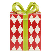 Boîte à biscuits en céramique rouge à pois ou diamants de Noël, boîte cadeau, boîte à biscuits en céramique pour cadeaux ou décoration de Noël