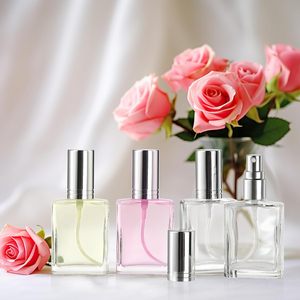 Vente en gros de flacons de parfum vides personnalisés de 30 ml, 50 ml, 100 ml, en verre rectangulaire plat, vaporisateur rechargeable, col à vis, boîte, impression à l'écran - Product Image 5