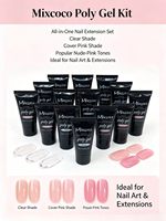 Mixcoco Poly Gel pour extension d'ongles, gel UV LED à retirer par trempage, gel de construction rapide, gel dur pour salon et manucure DIY