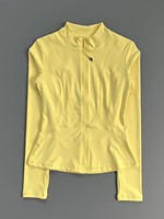 Chaqueta de yoga para mujer con cremallera, cuello alto, cintura contorneada, orificio para el pulgar, manga larga, para entrenamiento y gimnasio, con logo OEM personalizado 2026