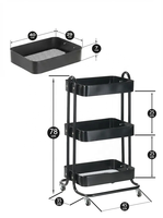 Chariot de rangement mobile en métal, chariot à roulettes, chariot utilitaire pour bureau et garage