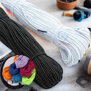 Wholesale Elastic Nylon Bungee Cord High Tenacity Elastic Rope Garments Customizable 2mm Thickness 5mm/6mm/15mm Belts Clothes