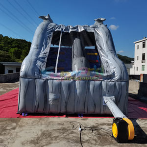 Equipo de Juegos Infantiles para Exteriores, Tobogán Acuático Inflable con Diseño de Delfín en Mármol Gris - Product Image 5