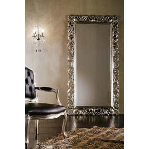 Moderno barocco argento foglia specchio pavimento incorniciato in legno cornice Rett. Specchio Silve - Product Image 1