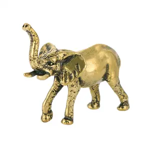 古董老象牙大象雕像黄铜摆件大象装饰工艺品