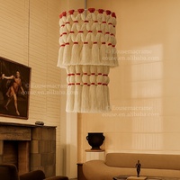 60*75cm Art mural fait à la main fil de coton naturel bohème macramé abat-jour suspendu gland bureau chambre salon EH2507010