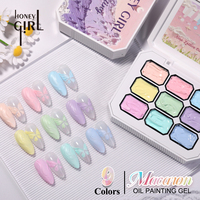 Kit de peinture gel pour nail art DIY HONEY GIRL OEM, 9 couleurs, non toxique, végan, palette de gel de peinture à l'huile, ensemble de vernis à ongles en flacon