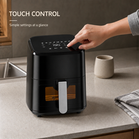 Friteuse à air électrique portable carrée moderne 4,5 L 1200 W à cuve unique sans huile, compatible VR et prête à l'emploi domestique