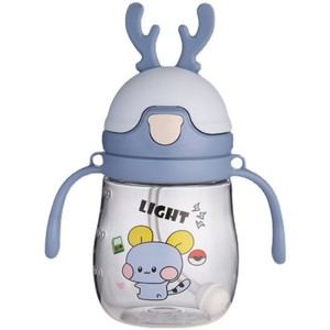 Botella de agua para bebé con pajita y asa, 320 ml, material PP, para niños de 1 a 2 años, uso en verano - Product Image 5