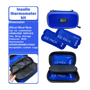 Estuche organizador portátil y duradero para refrigerador de insulina Estuche de viaje médico de nailon y EVA ecológico con cierre de cremallera - Product Image 1