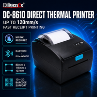 Imprimante thermique directe de reçus de caisse 80 mm (3 pouces) avec impression d'autocollants portable sans fil iOS Android