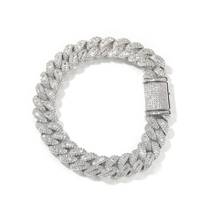 Uwin Nuevo Estilo Cadena Cubana de 12mm con Circonitas, Chapado en Oro, Conjunto de Joyería de Pulsera y Collar, Dos Tonos, Tres Tonos, Joyería Hip Hop - Product Image 4